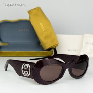 BRAND NEW Gucci GG1696S 003 Violet Women Oval Sunglasses GG 1696S